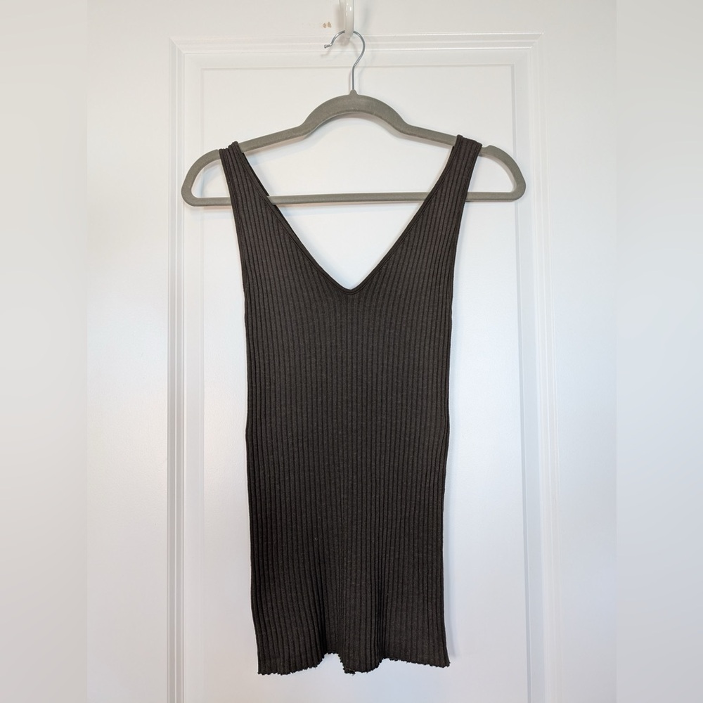 Enza Costa Women’s Military Rib U Neck Tank Olive Size Large